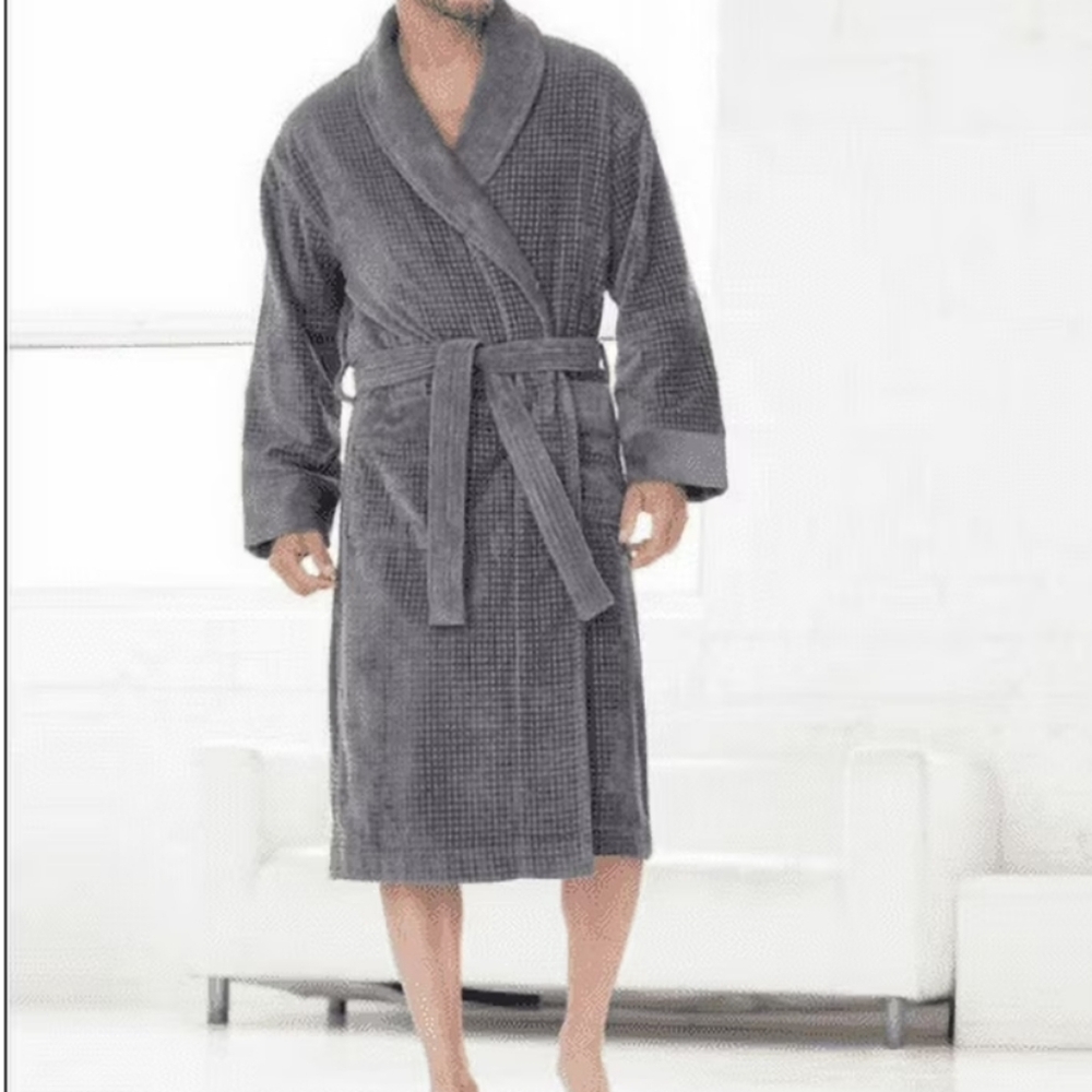 Majestic International Ultra Luxurious Cotton Terry Velour Color Gray Size XL